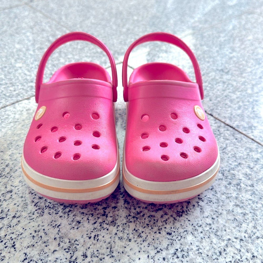 Kids Pink Crocs Slides Size 12